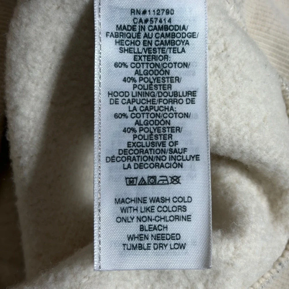 True Religion Mens Cream Full Zip Horseshoe Logo Fleece Hoodie Size Large L